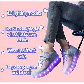 Ehauuo Roller Skates with USB Charging, Light Up Kids Wheels, Rechargeable LED Flashing Roller Shoes for Girls & Boys, Birthday &