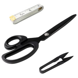 NVGVUP Dressmaking Scissors, Fabric Scissors, Professional Textile Scissors Sharp with Thread Cutter and Tape Measure, Scissors for Cutting Fabric, 25 cm, Stainless Steel, for Home, Office and School