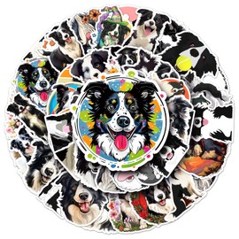 50 Packs Border Collie Stickers Water Bottles Laptop Phone Motorcycle Computer Guitar Skateboard Hydroflasks Canis Lupus Familiaris Vinyl Sticker Waterproof Aesthetic Trendy Decals for Teens Girls