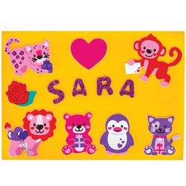 Baker Ross FX109 Love Heart Jungle Animal Foam Stickers - Pack of 200, Stickers for Kids Arts and Crafts