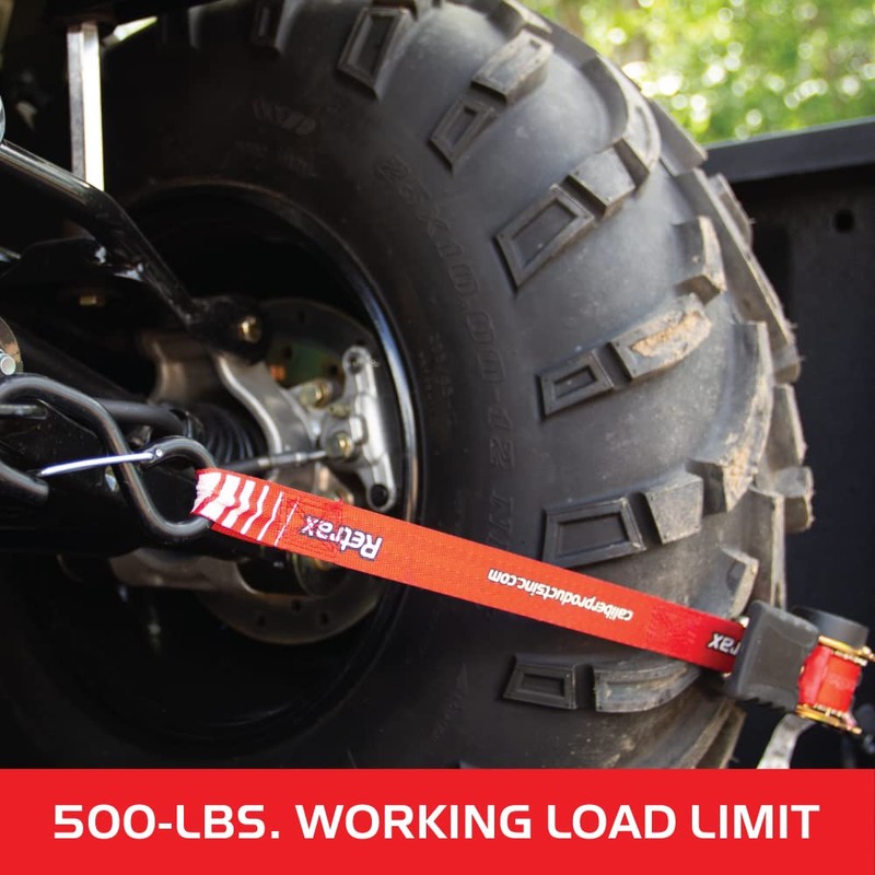 Caliber Retrax Ratchet Tie Down Strap Set 13412, Self-Retracting, 2