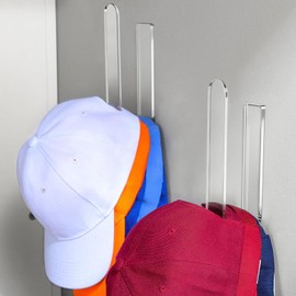 TOPINCN 4pcs Baseball Hat Rack, Sturdy Acrylic Wall Mounted Hat Hook Organizer for Bedrooms, Living Room, Self Adhesive (Clear)