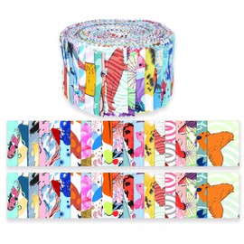 Soimoi 40Pcs Japanese Print Cotton Precut Fabrics for Quilting Craft Strips 2.5 inches Jelly Roll - Multicolor