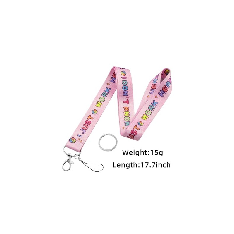 I Just Work Pink Print Lanyard with Keychain for Fans