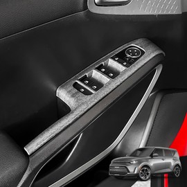 JUIVEEL Car Window Switch Panel Cover,Side Door Glass Lock Control Button Cover,Window Lift Switch Control Panel Cover Compatible with Kia Soul 2020-2025 Accessories (Wood Grain Style)