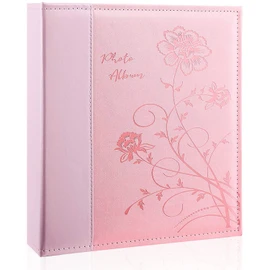 Artmag Photo Album 8x10 Clear Pages Leather Cover Slide in Album Holds 100 Vertical 8x10 Photo Album Scrapbook Picture Artwork or Postcards Storage (Pink)