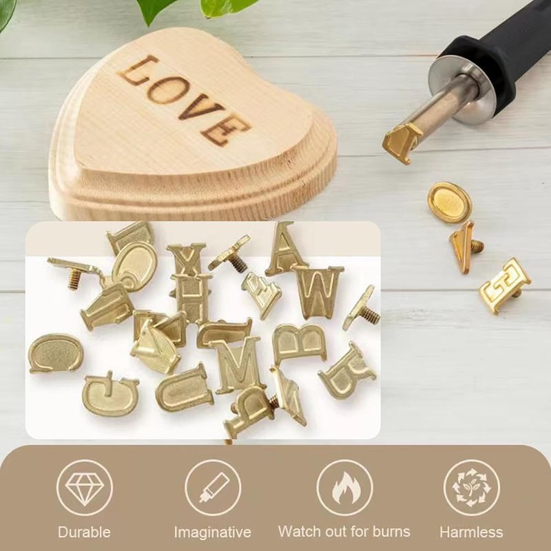 Wood Burning Letters Tips,Uppercase Alphabet HotStamps Set for Branding and