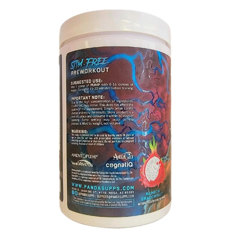 Panda Supplements Pump Stim Free Pre-Workout - Flavor: Rainbow Dragonfruit