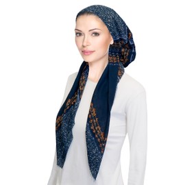 Pretied Head Scarf for Women Lightweight Pretied Bandana Tichel Head Scarves for Women, Jewish Head Coverings, Chemo Headwear (Chambray)