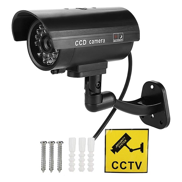 Dummy Security Camera, Simulated Surveillance Security CCTV Camera Flash LED