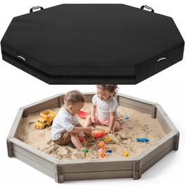 NEVERLAND NEVERLAND Octagon Sandbox Cover Waterproof - Outdoor 420D Heavy Duty Sand Box Cover for Kids, UV Resistant and Dustproof for Protecting Children's Sandbox Sand and Toys (Black, 84" X 78" X 9")