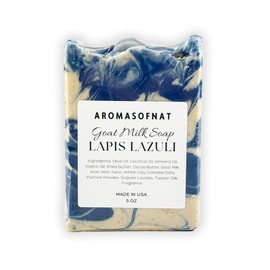 AROMASOFNAT Goat Milk Soap – Handcrafted Lapis Lazuli Soap, Organic & Natural Moisturizing Body & Face Cleanser (1 Pack) – Perfect Luxury Gift