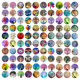 100PCS 12mm Glass Cabochons The Tree of Life Printed Glass Dome Cabochons for Crafts Jewellery Making DIY