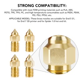 Extruder Nozzle, 3D Printer Hotend Nozzle Smoothly Operation M6 5Pcs Tight Fit for Spider 1.0 (1.75mm/0.4mm)