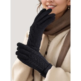 TRENDOUX Women's Winter Warm: Thermal Updated Touchscreen Winter Gloves Women, Thickened Wool Soft Elastic Thermal Gloves Softshell, Warm Lined Cold Weather Women's Gloves, black