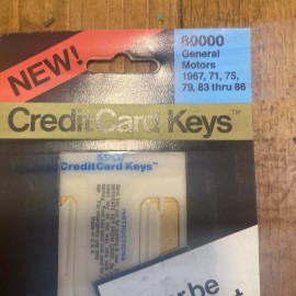 General Motors Emergency Credit Card Keys 1967, 71, 75, 79, 83-86 Nos Rare