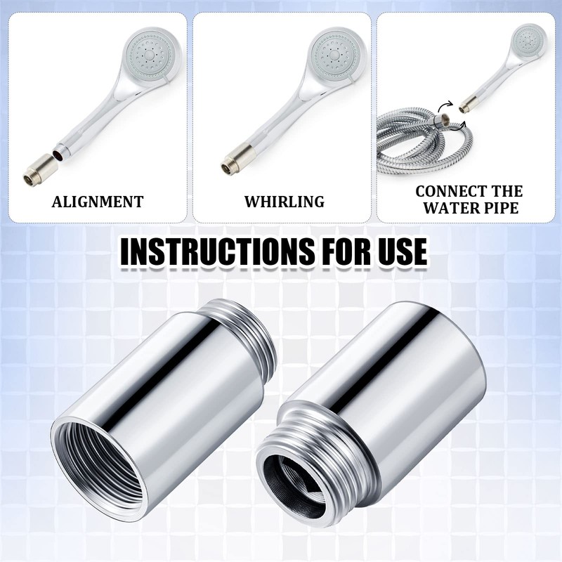 Amylove 2 Pcs Shower Head Extension Arm Stainless Steel Shower