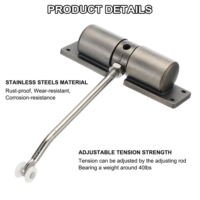 sourcing map Automatic Spring Door Closer Adjustable 40 lbs Self-Closing