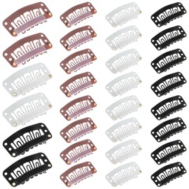 Pack of 30 Hair Extensions Clips, Ymapinc U Shape Wig Clip, Metal Hair Extension Clips, Wigs Accessories Tools for DIY Wigs, Hair Extensions, Black, Light Brown, Beige