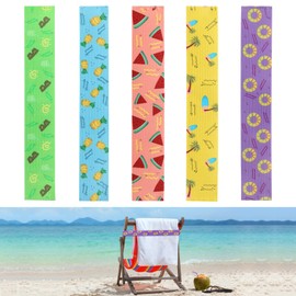 5 Pcs Towel Bands for Beach, Elastic Bands for Sunbed Towel, Windproof Sun Lounger Straps for Sun Loungers Pool Beach Chairs (40cm×5cm,Colorful)