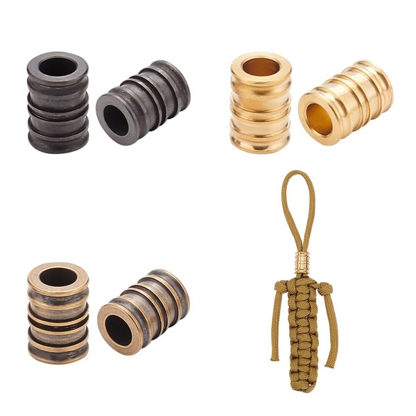 NBEADS 6 Pcs Lanyard Beads Paracord Bracelet Beads, Groove Column