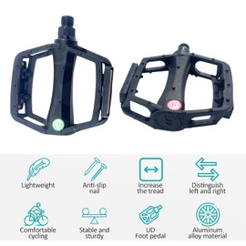 EIRONA A Pair Bike Pedals, Lightweight Platform Pedals with Reflector for Mountain Bike Road Bike BMX/MTB Bike, Threads Size 9/16