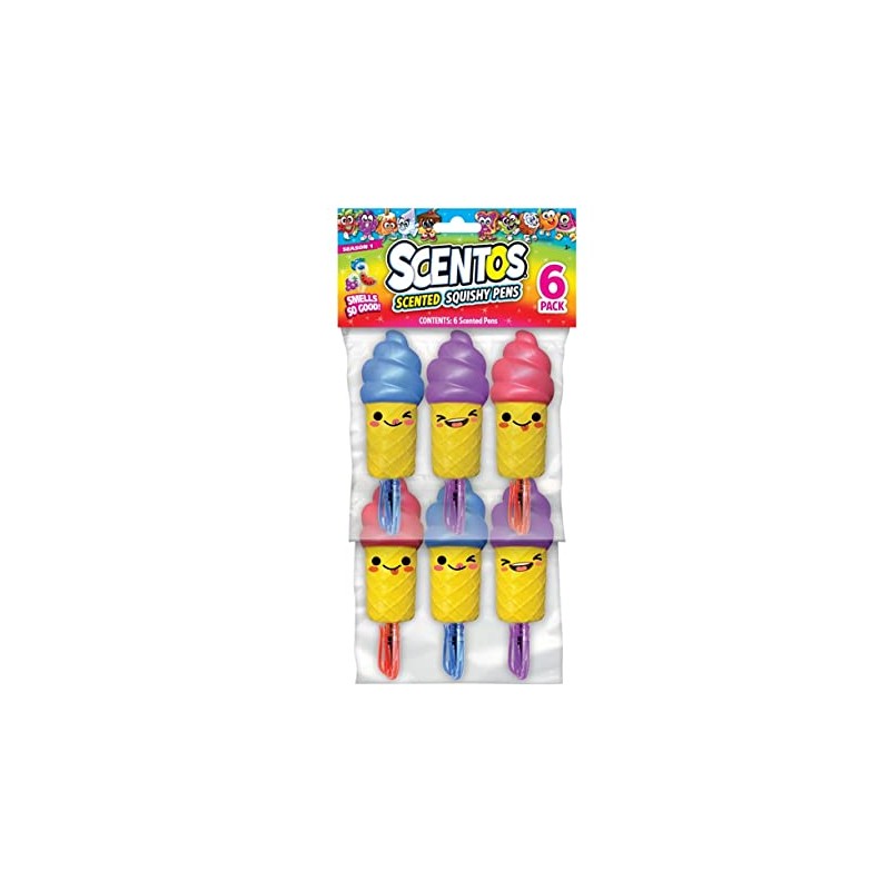 Scentos Scented Squishy Pens, 6 Pieces: 6 Ice Cream Scented
