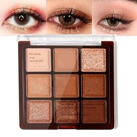 Nude Matte Shimmer Eyeshadow Palette - 9 Colors High Pigment Makeup, Highly Pigmented Creamy Waterproof Eye Shadow Powder, Create a Neutral Eye Look, Long Wearing