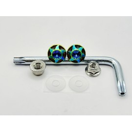 Kuroobaa Titanium Motorcycle License Plate Bolts Anti-Theft Screws with Hex Lock Nuts M6x15 Set of 2 (Rainbow)