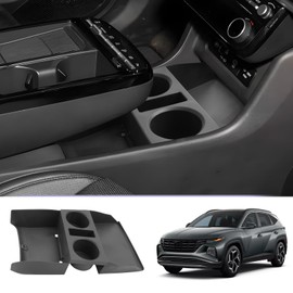 LUWU Lower Console Organizer Compatible with 2025 2026 Hyundai Tucson Accessories Tucson Center Console Organizer Cup Holder Insert Cup Holder Organizer Drink Holder(NOT for Manual/Automatic Version)