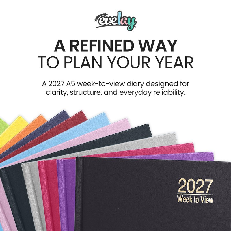 evelay 2027 Diary A5 Week to View - Hardback Planner