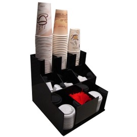 Coffee Cup Dispenser and Lid Holder Organizer Condiment Stirrer, Sugar Cup Caddy Organize and Display Your Beverage Counter with Style (1010)
