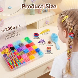 2065 Pcs Hair Ties Set with Tools & Clips, Colorful Elastics for Girls