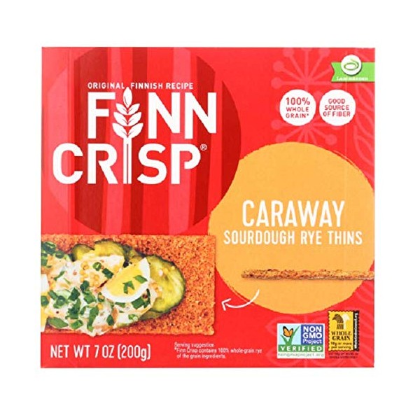 Finn Crisp Caraway Thin Rye Crispbread w/ Caraway, Boxes, 7 oz, 3 pk