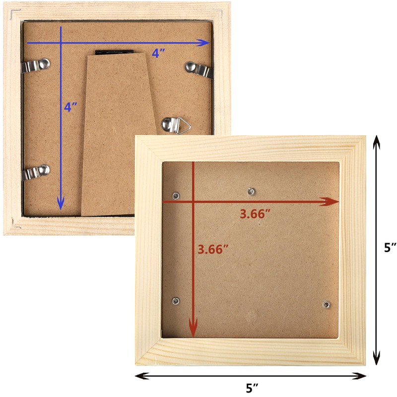 4x4 Grain Picture Frames Square Classic Natural Wood 6 Pack
