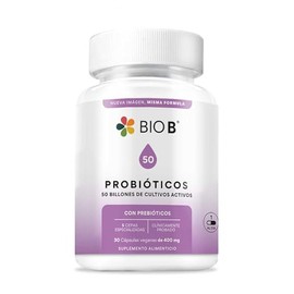 BIO B | Probióticos 50 billones + prebióticos | 30 cápsulas veganas