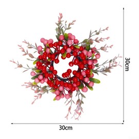 Cloudpower Red Berry Wreath for Front Door, 30 cm Winter Wreath, Artificial Pip Berry Wreath, Wall Wreath, Artificial Door Wreath, Red Berry Branches for Valentine's Day, Wall and Window Decorations