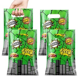 Sweetude 50 PCS Anime Party Green Turtle Gift Bags Anime Theme Treat Party Cartoon Candy Wrapping Bags with Handle for Boys Girls Kids Birthday Favor Supplies