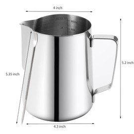 Nicunom 960ml Milk Frothing Pitcher, 304 Stainless Steel Steaming Pitcher with Decorating Art Pen, Milk Coffee Cappuccino Latte Art Barista Steam Pitchers Milk Jug Cup for Espresso Machines Latte Art