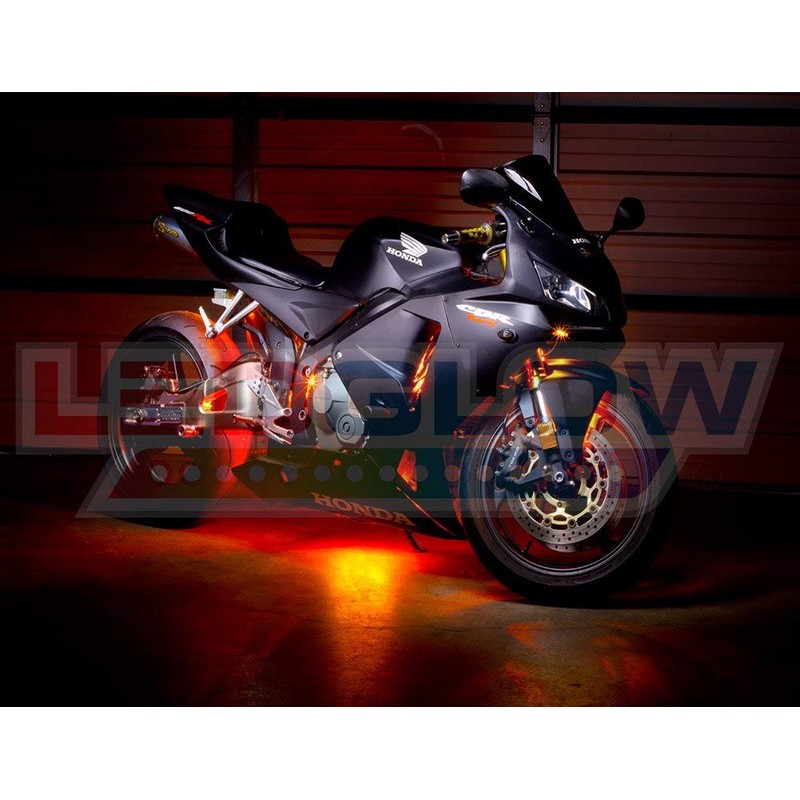 LEDGlow 10pc Advanced Orange LED Motorcycle Accent Neon Underglow Lighting
