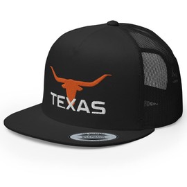 RIVEMUG Texas Western Orange Longhorn Trucker Hat Flat Bill High Crown Cowboy Farm Country Rodeo Ranch Cap