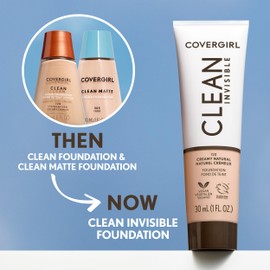CoverGirl Clean Invisible, Classic Ivory, Foundation, Blendable Formula, Buildable Coverage, Lightweight, Natural Finish, Non-Comedogenic, 1oz