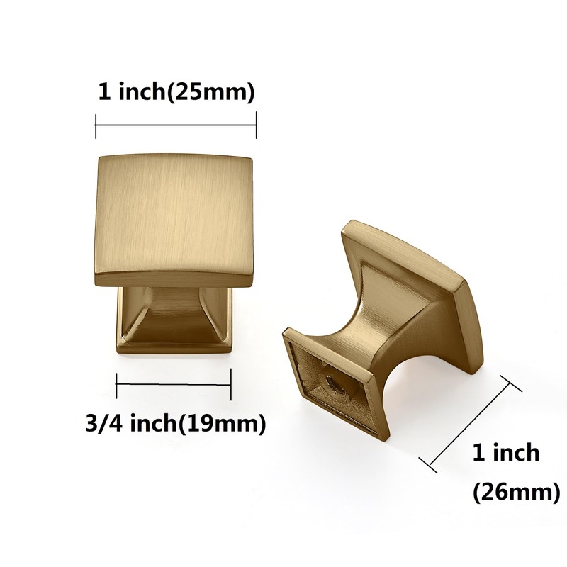 khtumeware 10 Pack 1 inch Brushed Brass Cabinet Knobs Drawer