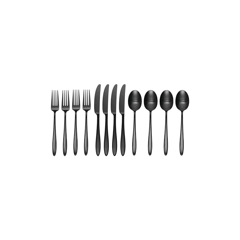 Hampton Forge 894843 Ayla Black 12 Piece Flatware Set