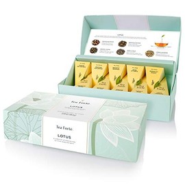 Tea Forte - Juego de Muestras de Té Caliente Variedad - Caja de Presentación Pequeña - 10 Infusores de Té en Forma de Pirámide Hechos a Mano - Lotus Té Orgánico Relajante