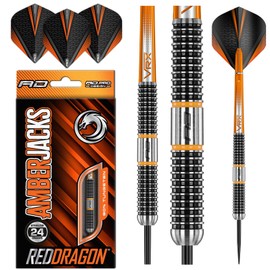 RED DRAGON Amberjack 18: 24g Tungsten Darts Set with Flights and Shafts (Stems)