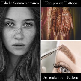 Naturic 4 x Henna Tattoo, Temporary Tattoo + 11 x Henna Tattoo Stencil, Temporary Mehndi Tattoos, Natural Cones, Tattoo Stickers, Temporary Tattoo Red Brown, Black, Cherry Red