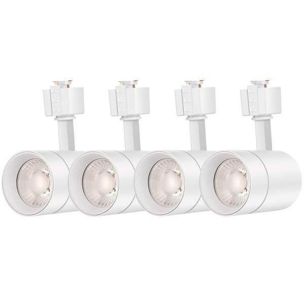 FLSNT 4-Pack LED Track Heads for 2-Wire-1 Compatible Juno Track, 12W (75W Equiv.) Dimmable 24 Degree LED Cylinder Spotlight Light Heads, CRI90, 800LM, 3000K Soft White, White