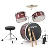 3 Piece Kids Drum Set with Cymbal, 2 Drumsticks, Pedal,