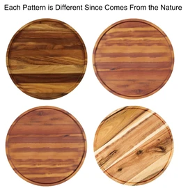14" Two-Tier Acacia Wood Lazy Susan Organizer Kitchen Turntable for Cabinet Pantry Table Organization
